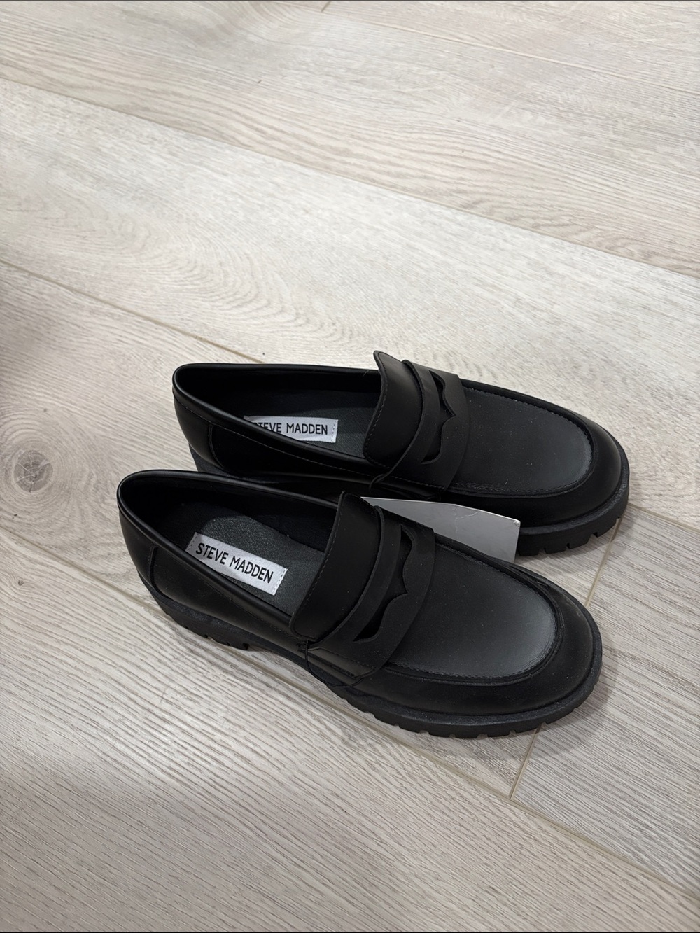 Steve Madden Black Chunky Penny Loafers